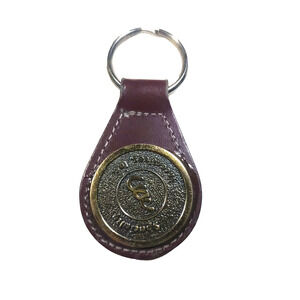 Specialty Incentives Incorporated Leather Metal Keychain Brown Gold Tone